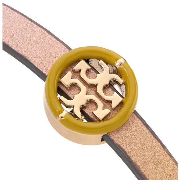 Tory Burch Miller 18K-Gold-Plated, Enamel, & Leather Wrap Bracelet - Picture 3 of 10